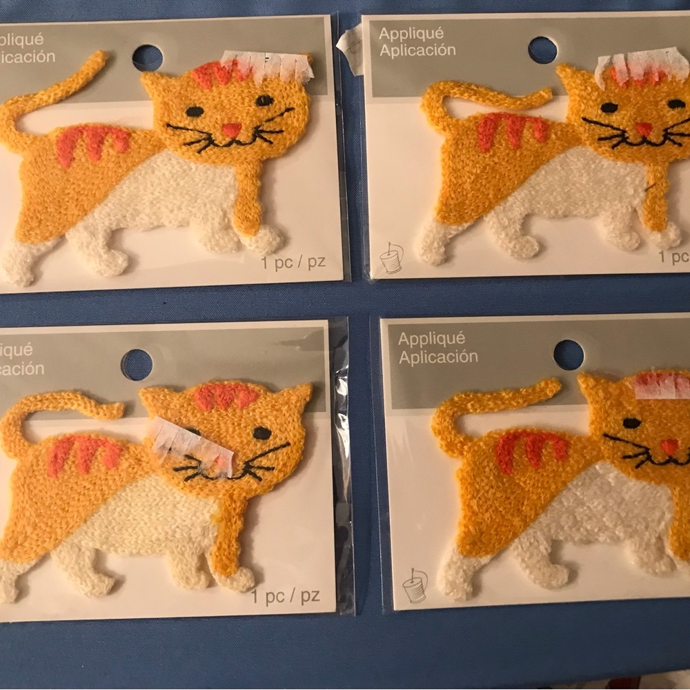 Appliqué Cute Yellow & White Cat Patch lot 4 jean hat purse iron on decor
